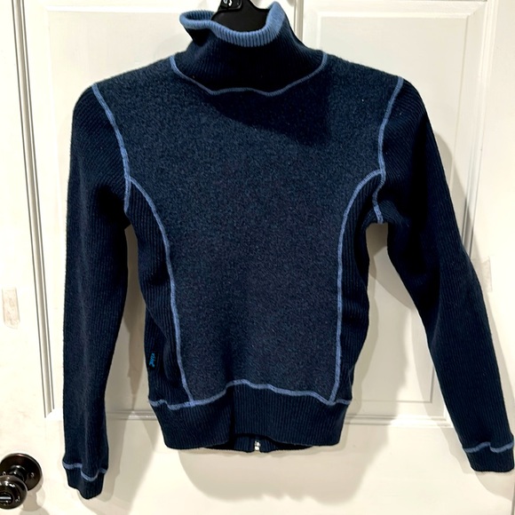 KUHL 100% Merino Wool navy full-zip jacket with thumb holes - Picture 6 of 6